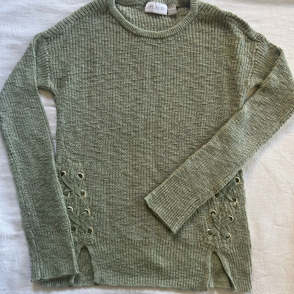 The Children's Place Green Sweater with Lace-Up Sides